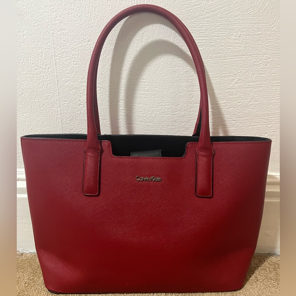 Calvin Klein Red Saffiano Tote